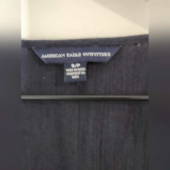 American Eagle Outfitters Navy Embroidered Ruffle‎ Hem Boho Top Women's S - Picture 3 of 7